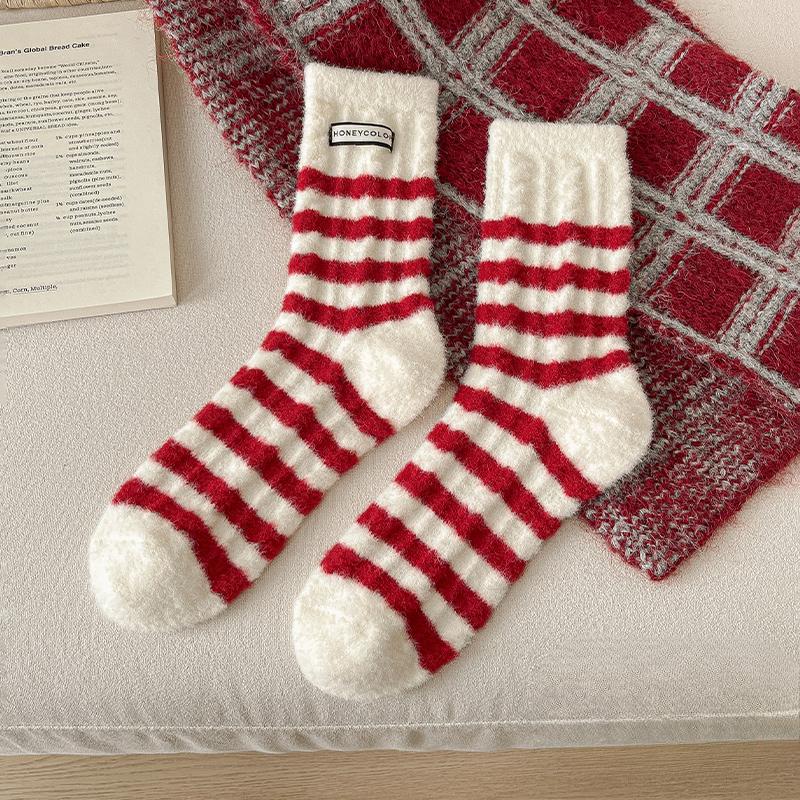 Women's Autumn and Winter Christmas Thickened Warm This Year Red Socks