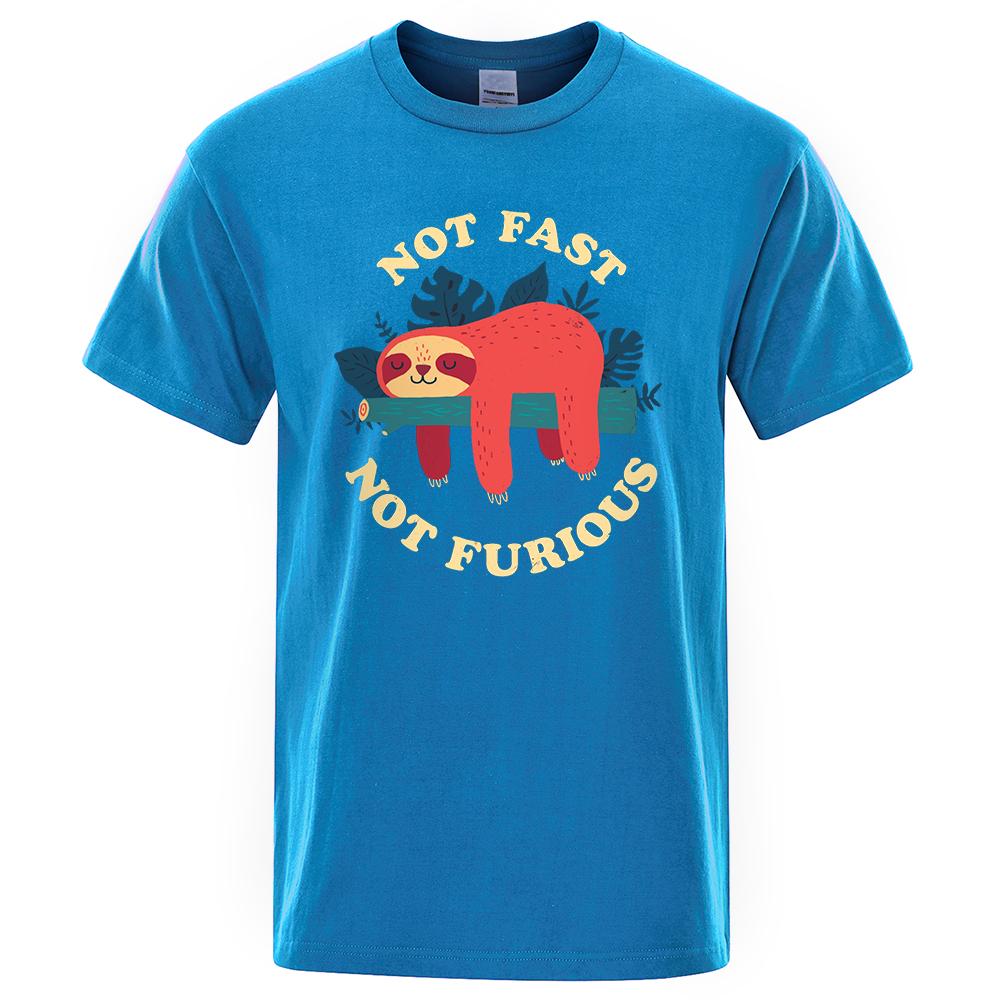 Not Fast Not Furious Cartoons Printing Men Tee Shirts Breathable Brand Tops Street Fashion T-shirt Mens Casual Summer T Shirts