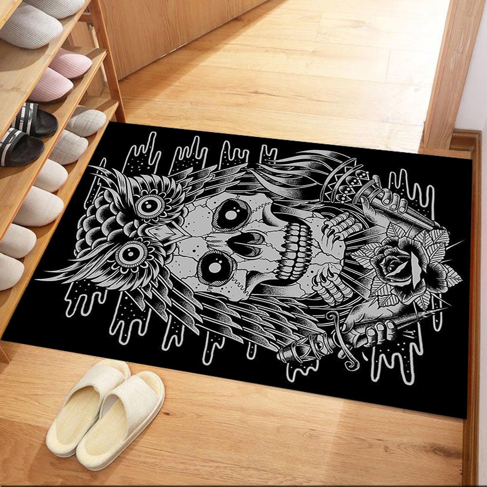 Knife Skull Floor Mat Perfect for Playrooms Dormitory Balcony Entryway Antislip Carpet Office home decor Spiritual Gift