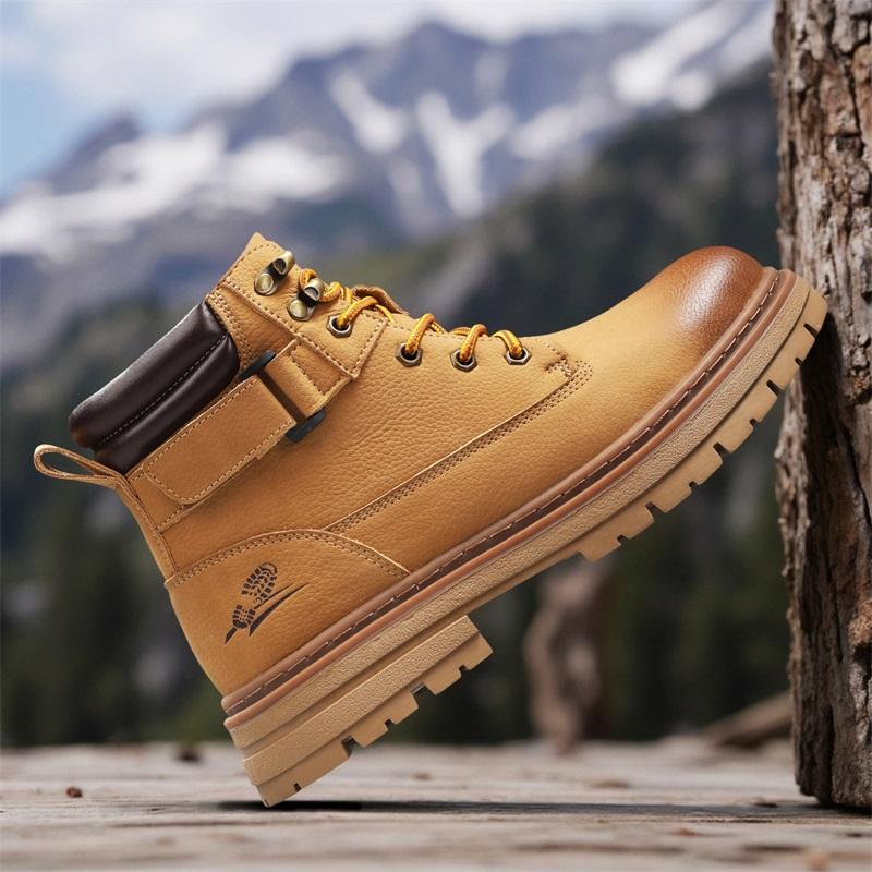 Men's Boots Lace Up Winter New High Top Leisure All-match Men's Casual Boots Non-slip Trend Rubber Men Flat Boots
