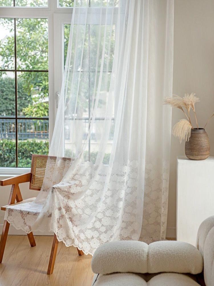 Haftowane Woalowe Przezroczyste Zasłony Filtrujące Światło Prywatność Okno Scrim na Okno Wykuszowe Sypialnia Salon Draperie