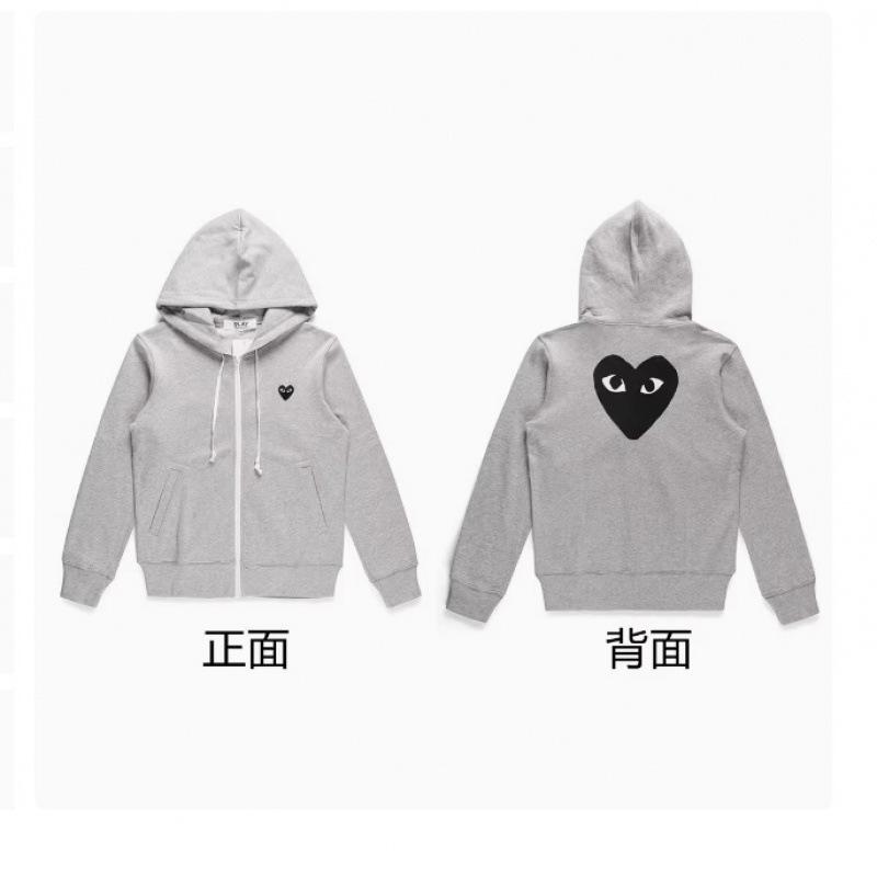 PLAY love hooded sweater fleece thickened cardigan zipper baoling jacket trendy brand Kawaku male and female couples