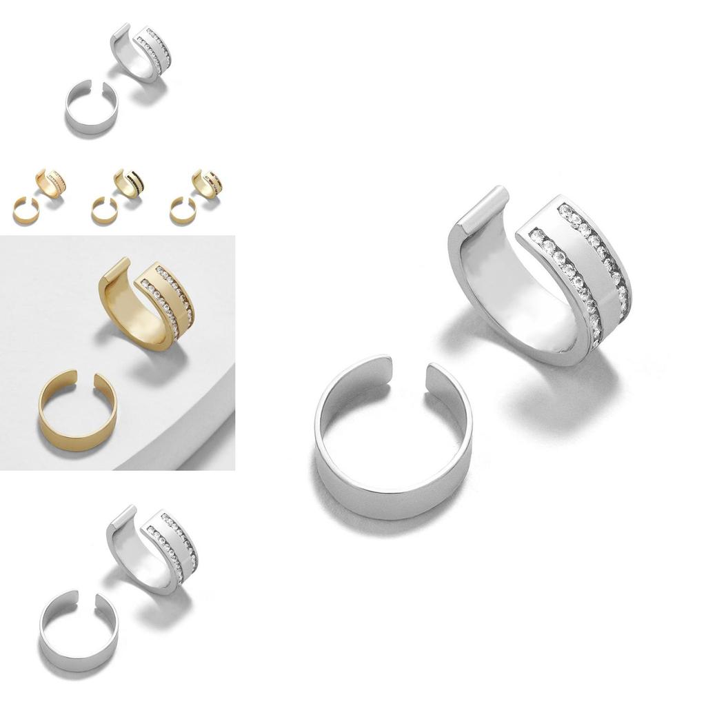 Fashionable Alloy Rhinestone Ear Clips Trendy Geometric Earrings For Women