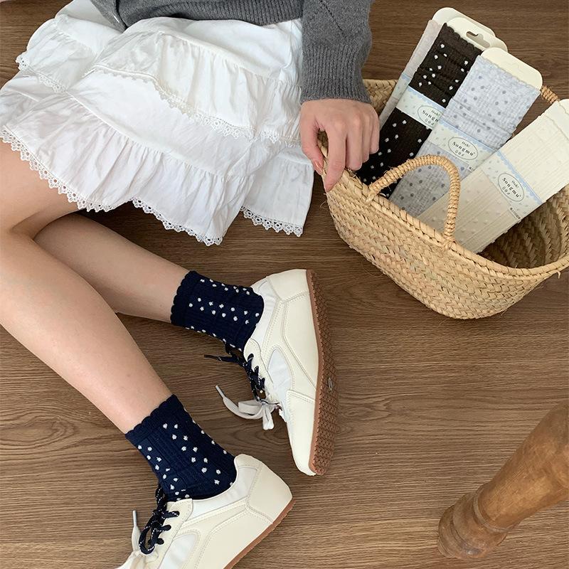 Autumn Korean Texture Doudou Australian Cotton Socks Vintage Boneless Mid-Length Cotton Socks Girl