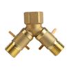 G1 2 Brass Garden Irrigation 2 Way Double Tap Hose Adapter Dual Faucet Connector