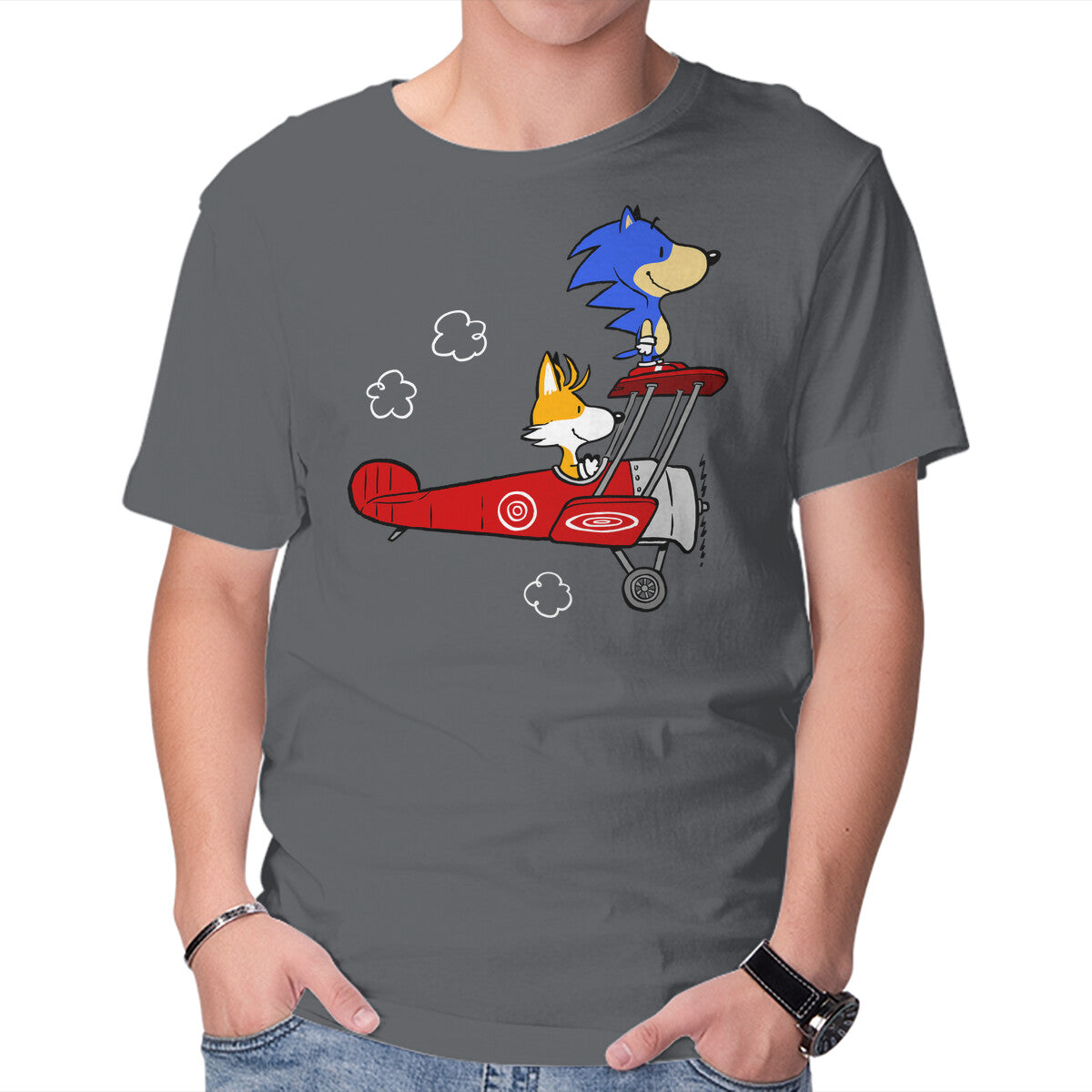 Unisex Crew Neck T-Shirt Blue Baron Graphic Short Sleeve Casual Tee L
