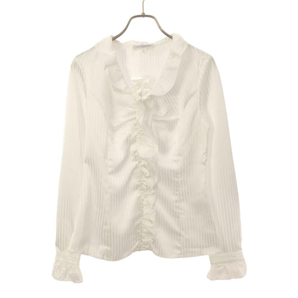 unused NARACAMICIE Striped Pattern Long sleeve Frill blouse white Tagged Women Used