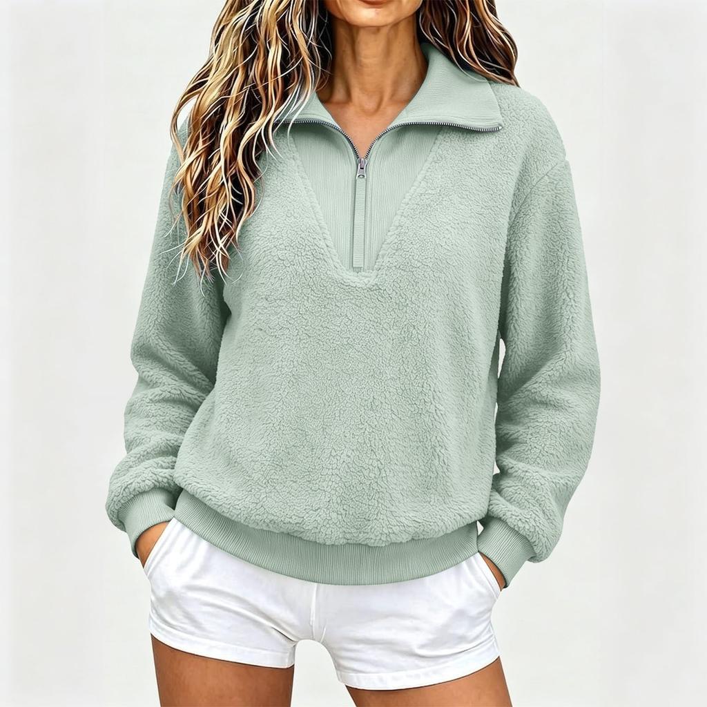 Women's  Zip Pullover Long Sleeve  Sweatshirt