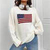 Women's Long Sleeve Retro Flag Knit Sweater - European & American Style