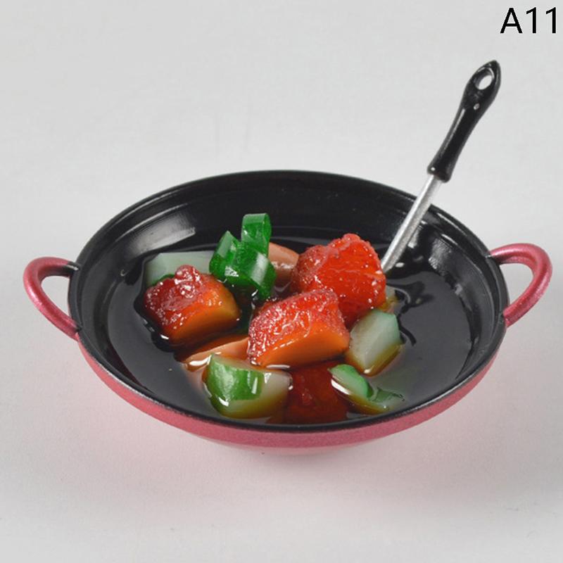 Dollhouse Miniature Diy Accessories Cooking Pot With Food Kitchen Utensils Model
