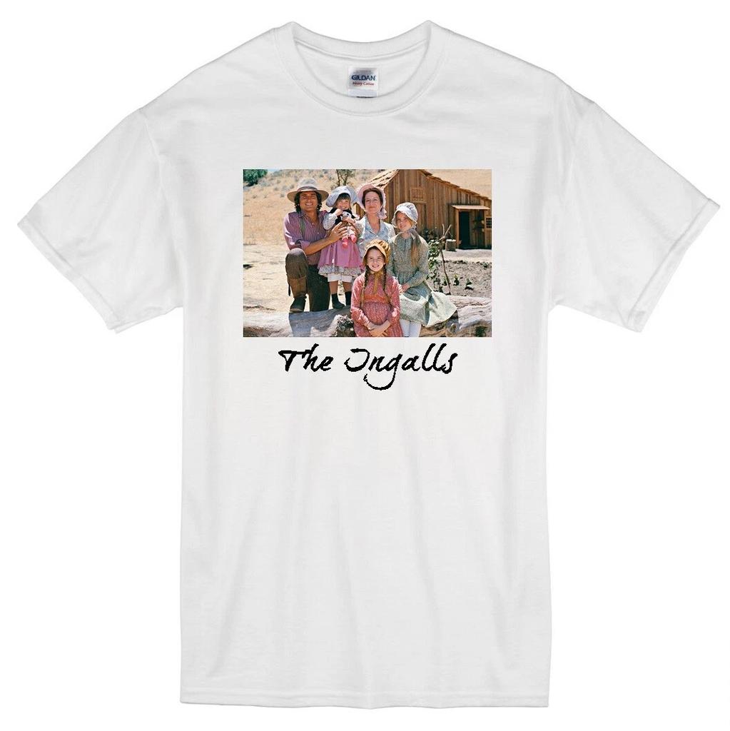"LITTLE HOUSE ON THE PRAIRIE" THE INGALLS MICHAEL LANDON RETRO TV WHITE T-shirt Tops Tees Unisex