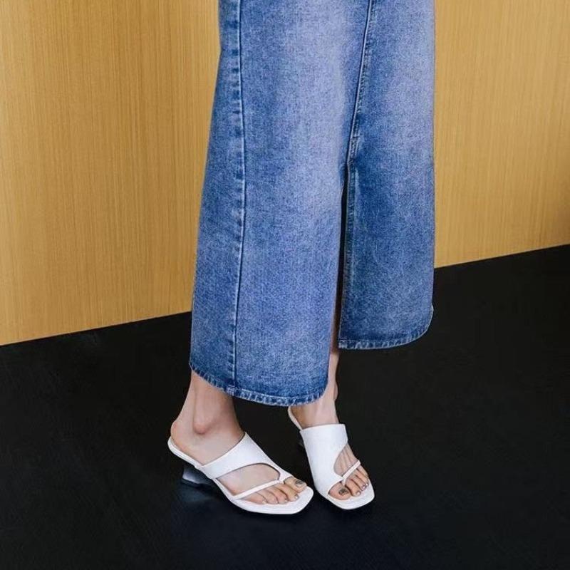 Women's Fashion Slippers Summer New Square Head Cover Toe Soft Sole Anti-slip Wear Abnormal-shaped Heel Sandals