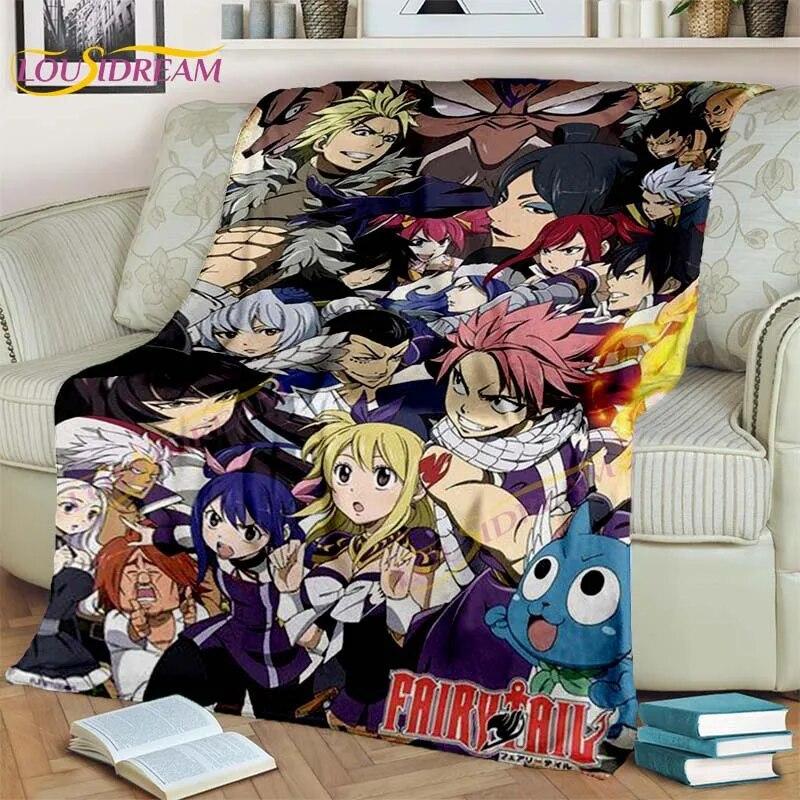 Fairy Tail Blanket Anime Blanket Natsu Blanket 3D Cartoon Covered Blanket Flannel for Bedding Children Room Decor Warm Blanket