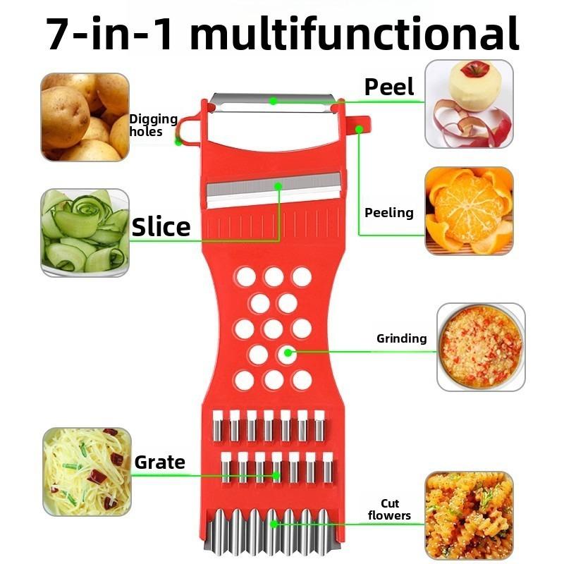 Peeler, Shred and Peel, Household Multi-functional Seven-purpose Peeler, Special Tool for Shred Potatoes, Kitchen Fruits