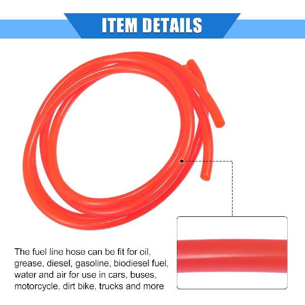 2 Pcs Fuel Vent Line Hose, 0.2"x39" 5mm X 1m Gas Line Petrol Hose Tube Universal for ATV Dirt Bike Go Kart Durable Polyurethane Orange