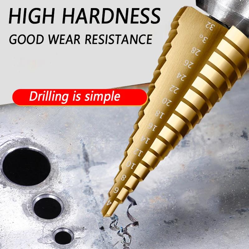4-12 3-12 4-20 4-32mm HSS Steel Step Drill Bit Drilling Power Tools Metal High Speed Steel Wood Hole Cutter Cone Drill
