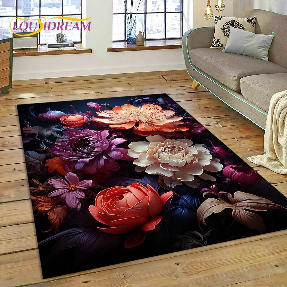 3D Dream Sun Flowers Nordic Daisy Rug Carpet for Living Room Bedroom Home Decor,Non-slip Decoration for Sofa Doormat Gifts Kid