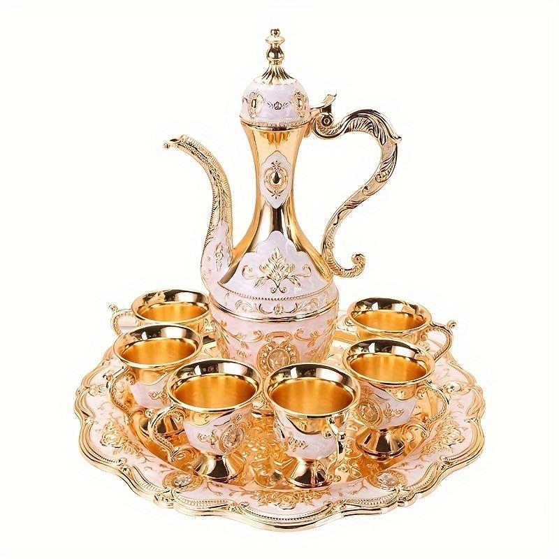 Service à Thé Vintage GL – 6 Tasses + Théière, Céramique Blanche, Neuf