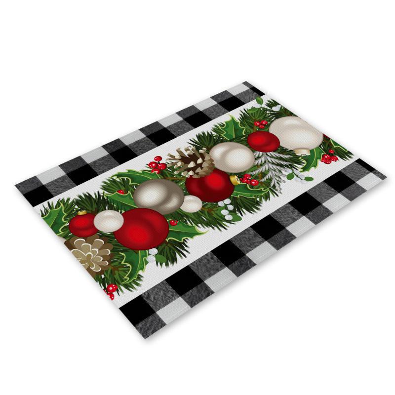 Festive Christmas Linen Table Mats - Heat Resistant Western Style Decor