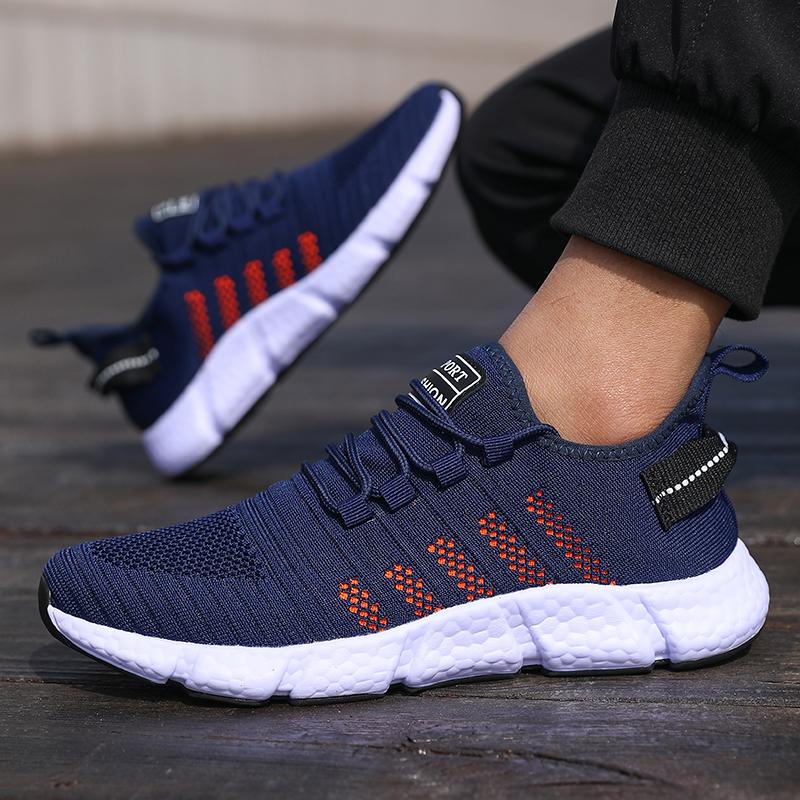 

Men s Cushioned Running Shoes Knitted Mesh Breathable Soft Soled Sneakers Fashion Forward Lightweight Outdoor Exercise Shoes 40