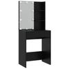 Makeup Vanity Set with LED Lighting Black Wood Based Material