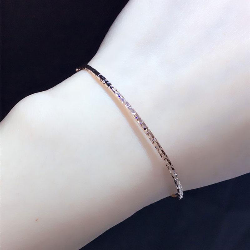 New 585 Purple Gold Plated 14K Rose Gold Geometric Shiny Bracelet for Women Slim Classic Charm Wedding Engagement Jewelry