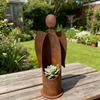 Angel Shaped Candle Holder Antique Metal Planter Garden Outdoor Indoor Desktop Decor Ornament for Succulents Candles Rustic Gift
