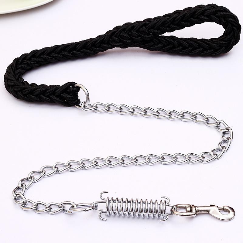 Large Dog Leash Dog Chain Anti-bite Punch Golden Retriever Alaska Collar Medium Large Dog Dog Leash Iron Chain
