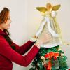 Weihnachtsengel Baumspitze Stern 3D Goldenes Kleid Engelspuppe Weihnachtsbaumschmuck für Küche Schlafzimmer Wohnzimmer