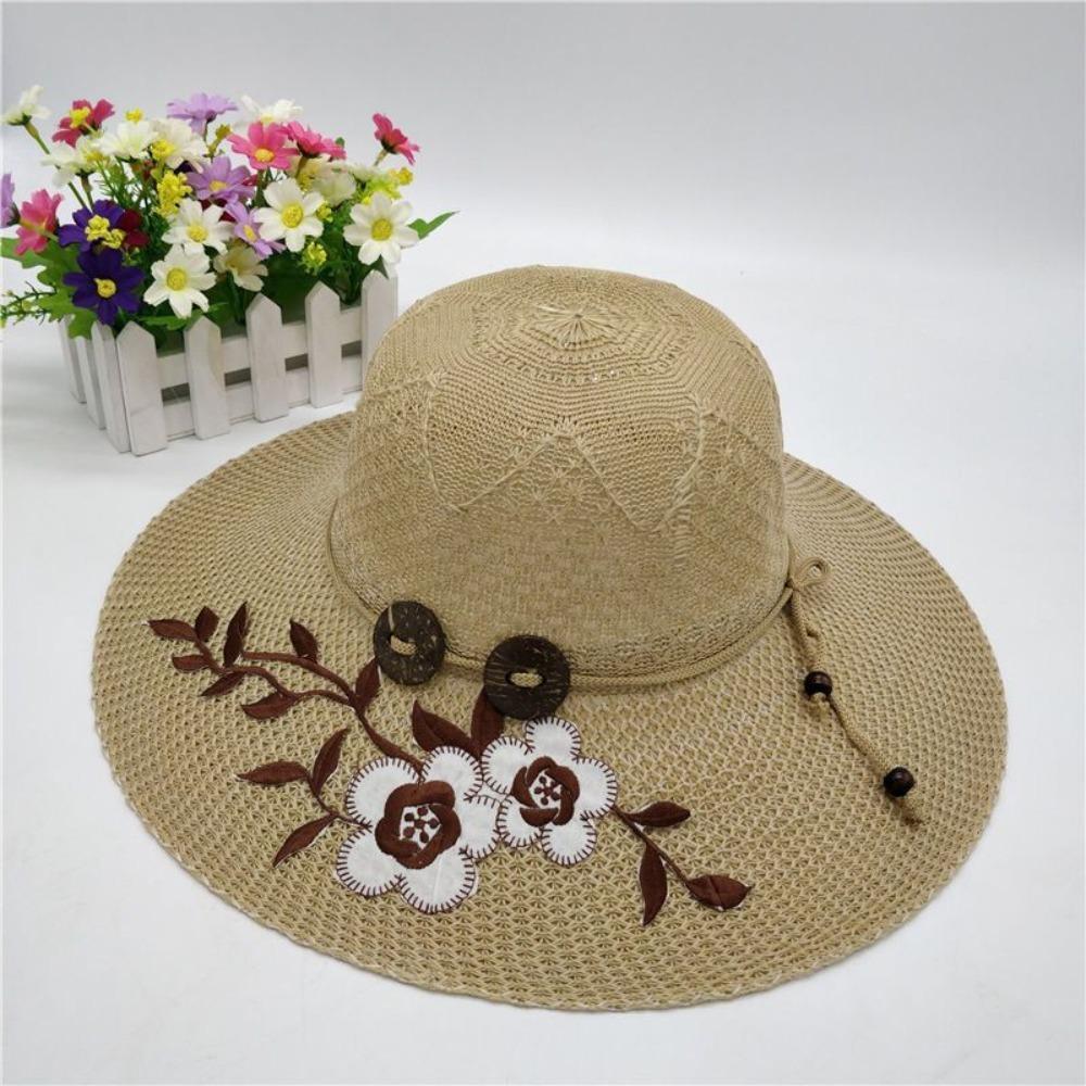UV Protection Women's Sun Hat Flower Printed Straw Hat Fashion Fisherman's Hat Summer Outdoor