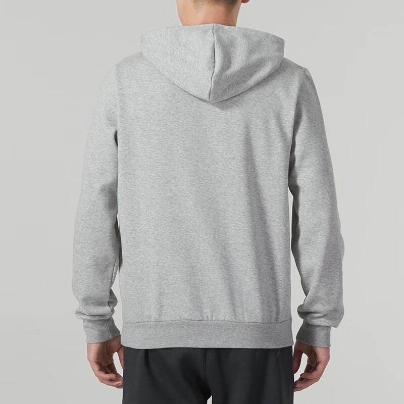 Men's Sweatshirt Adidas Solid Color Thickened And Fleece Lined Hooded Pullover Sweatshirt Men's Gray