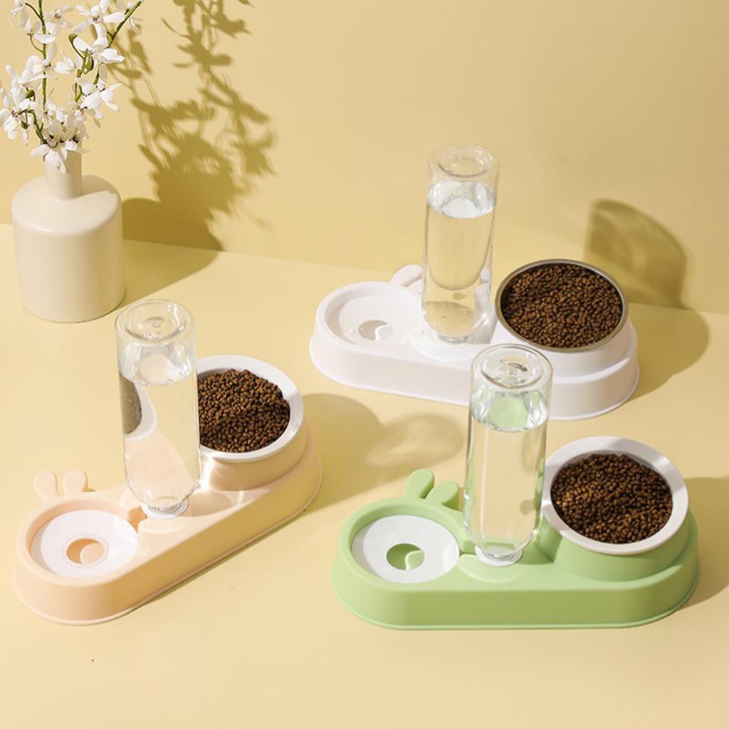 Large Dog Bowl Cat Food Bowls 2 In 1 Pet Feeder with Water-Fountain Feeder and Waterer Food Container Supplies