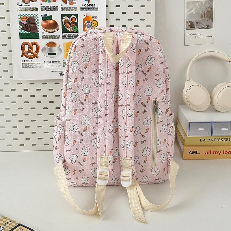 School Bag Korean Ins Wind Floral Junior High School Student School Bag High Value Large Capacity Backpack Simple and Lightweight Campus Backpack