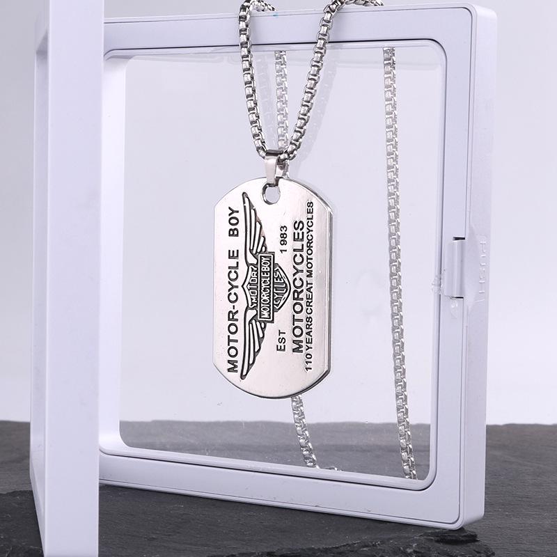 European & American Influencer Trendy Men's Pendant Necklace: Stainless Steel Titanium Dog Tag, Hip-Hop Street Cool Style.