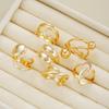 6 Pcs Smooth Geometric Shape Exaggerated Fashion Ring Set Retro Vintage Gold Color Classic Asymmetrical Hollow Rings For Women