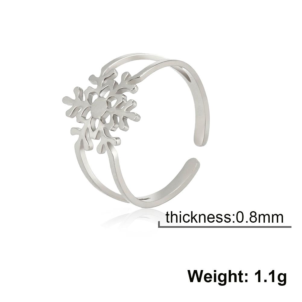 Fashion Snowflake Ring Stainless Steel Adjustable Hollow out Romantic Valentine Christmas Double Layer Jewelry 2026 resizable