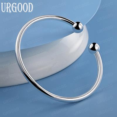 Bracelet en argent sterling 925 avec perles lisses et solides de 4 mm, boutons de manchette, bijoux de mariage tendance