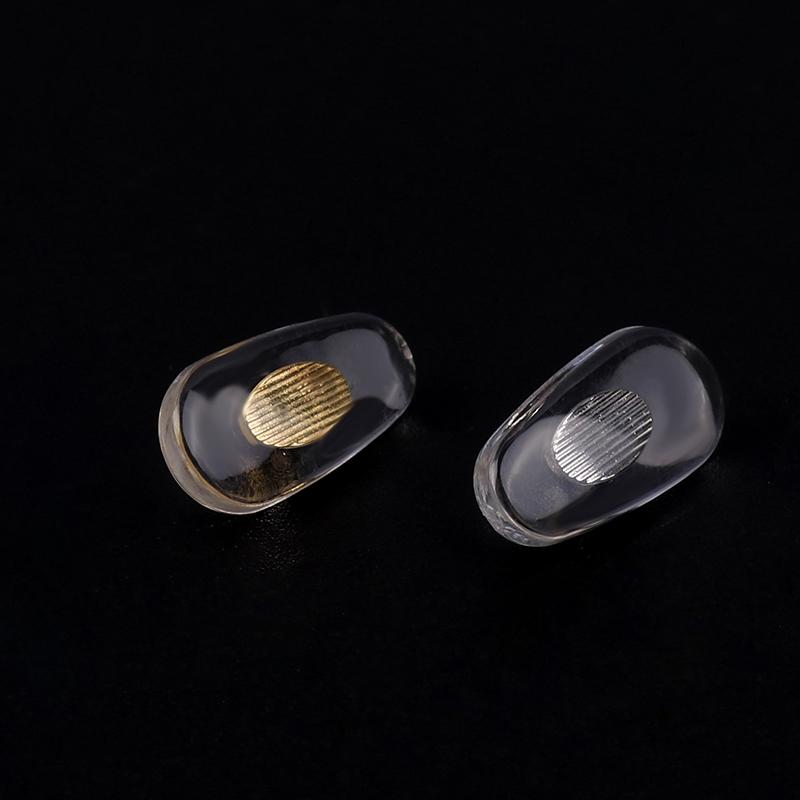 10Pairs Gold Silver Transparent Silicone Screw On Nose Pads Metal Core Brace For Glasses Support Eyewear Accessories