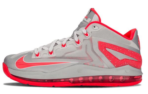 Nike LeBron 11 Low  Base Grey Laser Crimson  642849-001 43