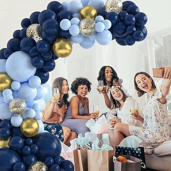 Blue Series Balloon Set Vintage Blue Birthday Theme Party Scene Arrangement Arch Decorated Balloons