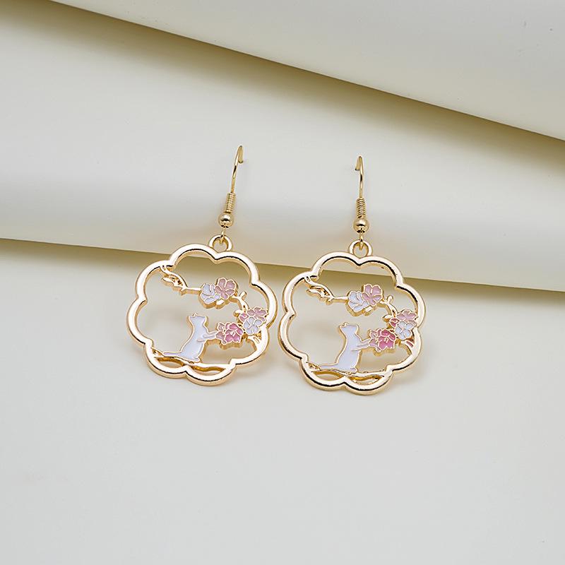 Chinese National Style Koi & Deer Moon Rabbit Colorful Cartoon Ear Hook Earrings