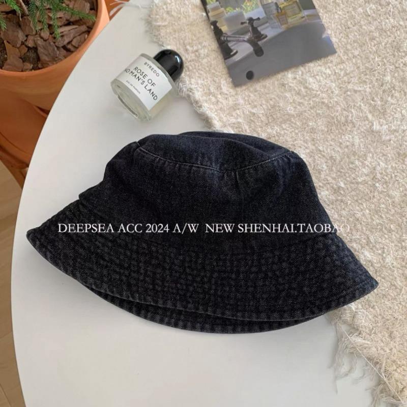 

Джинсовая панама женская, высококлассная, солнцезащитная, весенне-осенняя, универсальная, шляпа-ведро, однотонная шляпа, женская панама M（56-58cm）