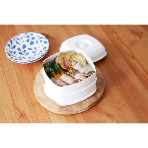 Ihara Kihan Microwave Steamer, Most, Lidded Steamer, Antibacterial, Made in Japan, Cooks Two Dishes Simultaneously, Saves Time