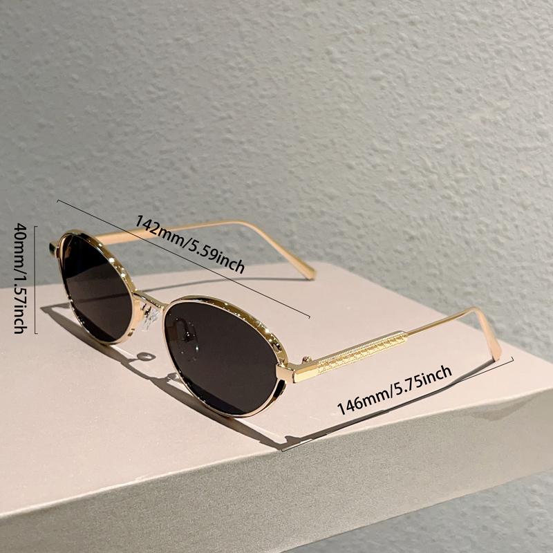 KAMMPT Vintage Oval Sunglasses New in Fashion Metal Rim Casual Shades Women Trendy Luxury Brand Design Outdoor Decor Sun Glasses