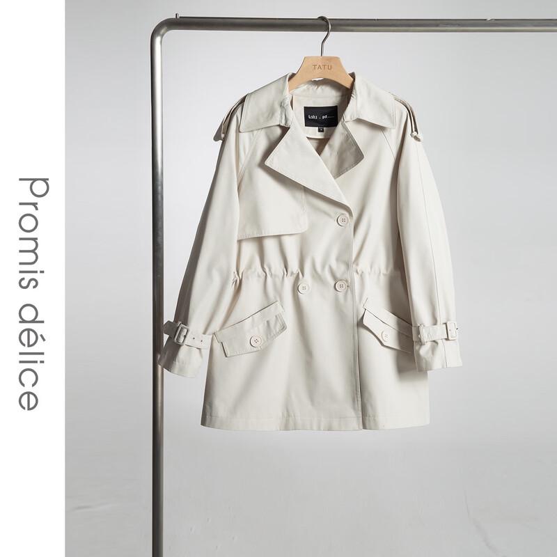 Женский двубортный тренч средней длины с лацканами S