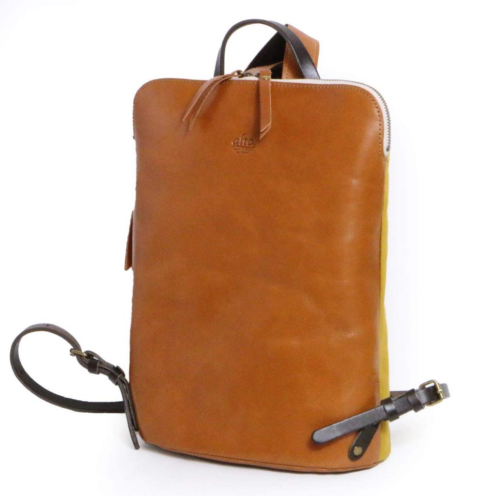 Backpack for men and genuine leather x compatible with A4 thin made in Japan [Alto] alto. women, canvas, size, gusset, [AMSB-1144] (Camel)