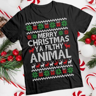 Ya Filthy Animal Christmas T-Shirt Funny Ugly Mens and Womens Tee #MC