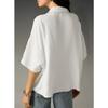 Women Lapel V Neck Batwing Sleeve Loose Shirt Casual Solid Blouse