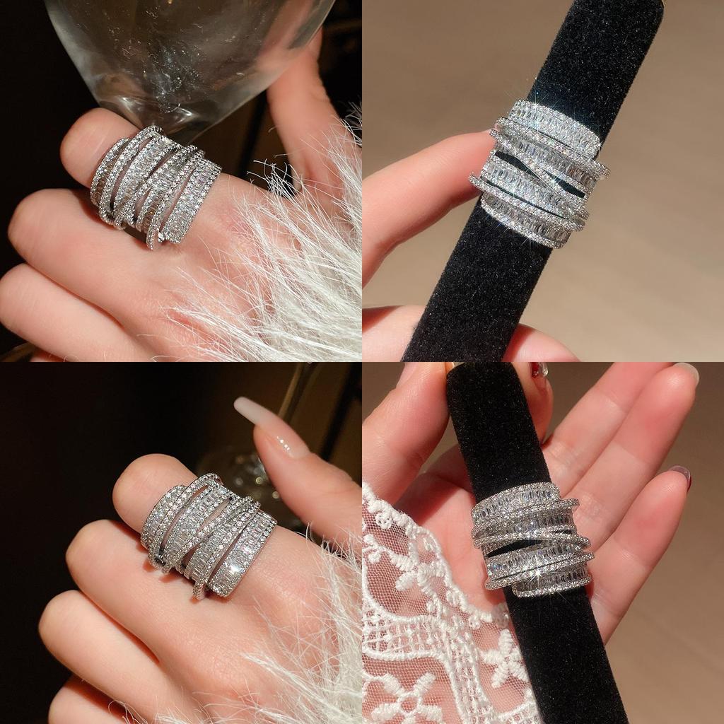 Geometric Zircon Wrap Ring For Women With Silver Finish In Fashion Casual Style