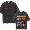 Men Women Guns N Roses Bullet Rose Rock Band Music Washed Vintage Tshirt Male Fashion Oversized Tshirt Men Women Casual Tees